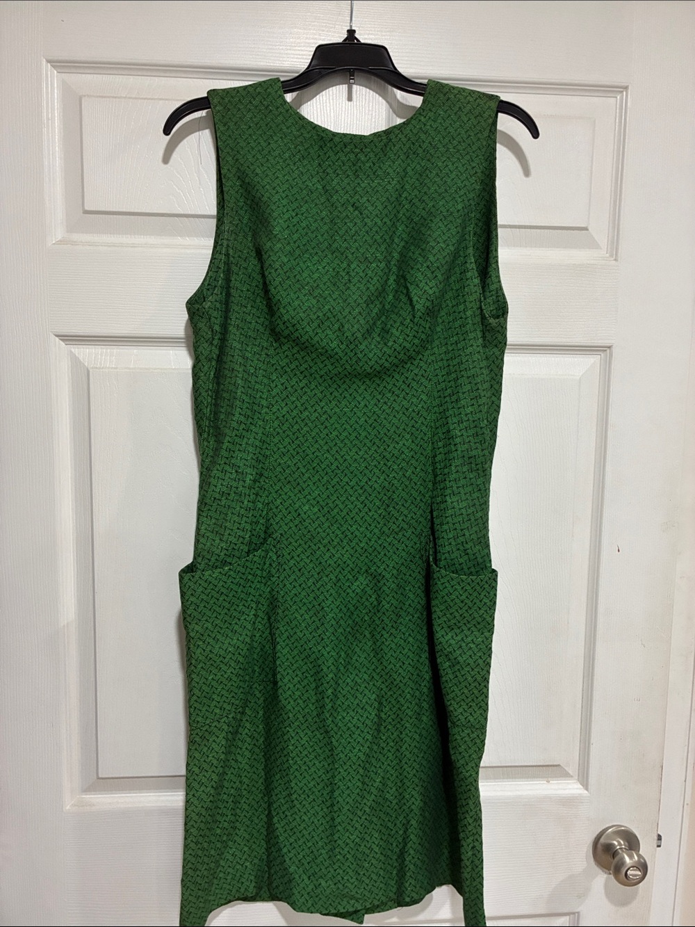 VTG Cathy Hardwick Green Linen Sleeveless A-Line Dress Sz 10